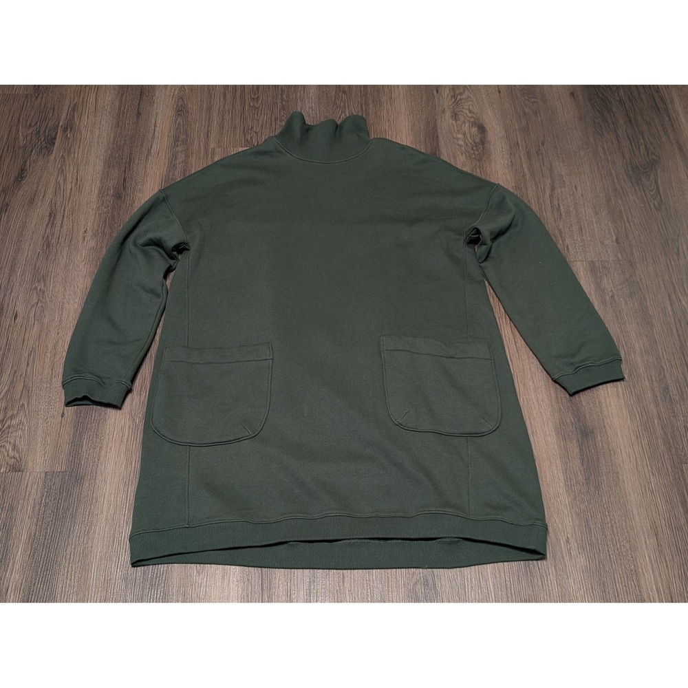 Pomander Place Womens Green Sweatshirt Dress Funnel Neck Pockets Casual‎ Small